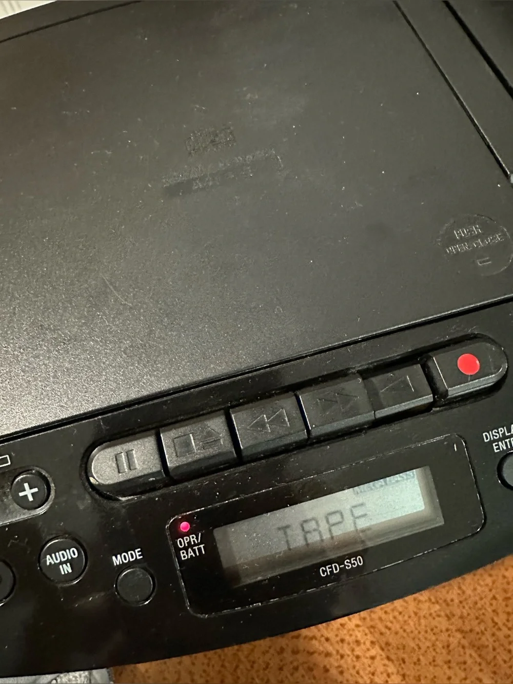 CH181 Sony CFD-S50 Boombox CD/Radio/Cassette Player Mega Bass Power Cord Tested